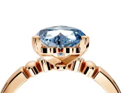 Solitaire Engagement Ring Setting for Fancy Blue Heart-Shaped Center with Beaded Shoulders and Prong Head in Rose Gold