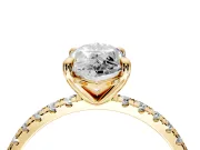 Solitaire Engagement Ring Setting for Marquise Center with Fine Pave Narrow Band and Prong Head in Yellow Gold