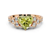 Cluster Engagement Ring Setting for Fancy Yellow Heart-Shaped Center with Bezel Accent Clusters and Prong Head in Rose Gold