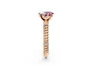Rope Engagement Ring Setting for Fancy Pink Oval Center with Accent Shoulders and Prong Head in Rose Gold