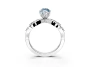 Solitaire Engagement Ring Setting for Fancy Blue Marquise Center with Criss-Cross Accent Band and Prong Head in Platinum