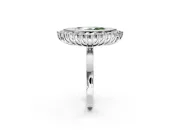 Halo Engagement Ring Setting for Fancy Green Marquise Center with Milgrain Bezel Rim, Plain Band and Prong Head in White Gold