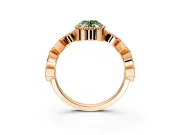 Milgrain Bezel Engagement Ring Setting for Fancy Green Oval Center with Marquise Stations and Bezel Head in Rose Gold