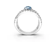 Solitaire Engagement Ring Setting for Fancy Blue Pear-Shaped Center with Wide-Open Split Shank and Prong Head in White Gold