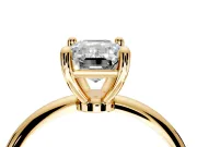 Minimalist Solitaire Engagement Ring Setting for Emerald Cut Center with Thin Band and Prong Head in Yellow Gold
