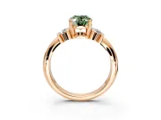 Solitaire Engagement Ring Setting for Fancy Green Oval Center with Grooved Bar Accent Band and Prong Head in Rose Gold