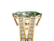 Split Shank Engagement Ring Setting for Fancy Green Marquise Center with Pave Split Shank and Prong Head in Yellow Gold