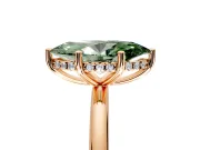 Hidden Halo Engagement Ring Setting for Fancy Green Marquise Center with Thin Round-Wire Band and Prong Head in Rose Gold