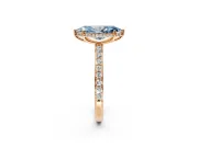 Hidden Halo Engagement Ring Setting for Fancy Blue Marquise Center with Pave Band and Prong Head in Rose Gold