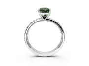 Solitaire Engagement Ring Setting for Fancy Green Radiant Cut Center with Milgrain X Pattern Band and Prong Head in Sterling Silver