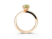 Solitaire Engagement Ring Setting for Fancy Yellow Oval Center with Fine Pave Band and Claw Prong Head in Rose Gold