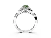 Solitaire Engagement Ring Setting for Fancy Green Pear-Shaped Center with Marquise and Bezel Accents and Prong Head in White Gold