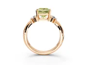 Solitaire Engagement Ring Setting for Fancy Yellow Princess Cut Center with Grooved Bar Accent Band and Prong Head in Rose Gold