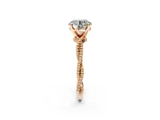 Solitaire Engagement Ring Setting for Round Cut Center with Twist Band and Bead Prong Head in Rose Gold