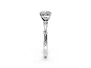 Solitaire Engagement Ring Setting for Cushion Cut Center with Bezel Station Band and Prong Head in Platinum