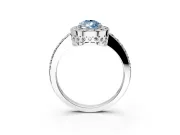 Halo Engagement Ring Setting for Fancy Blue Pear-Shaped Center with Heart-Shaped Openwork, Pave Band and Prong Head in Platinum