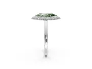 Halo Engagement Ring Setting for Fancy Green Marquise Center with Plain Tapered Band and Prong Head in White Gold