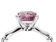 Solitaire Engagement Ring Setting for Fancy Pink Princess Cut Center with Bamboo Band and Prong Head in Platinum