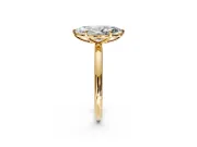 Low-Set Solitaire Engagement Ring Setting for Marquise Center with Thin Plain Band and Prong Head in Yellow Gold