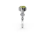 Vintage Station Engagement Ring Setting for Fancy Yellow Round Cut Center with Accents and Prong Head in Platinum