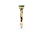 Side Accent Engagement Ring Setting for Fancy Green Princess Cut Center with Accent Shoulders and Prong Head in Yellow Gold