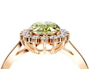 Starburst Halo Engagement Ring Setting for Fancy Yellow Oval Center with Flat Cathedral Band and Prong Head in Rose Gold