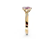Side Accent Engagement Ring Setting for Fancy Pink Pear-Shaped Center with Accent Shoulders and Prong Head in Yellow Gold