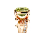 Solitaire Engagement Ring Setting for Fancy Yellow Asscher Cut Center with Pave and Plain Crossover Band and Prong Head in Rose Gold