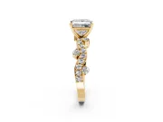 Solitaire Engagement Ring Setting for Princess Cut Center with Bar-Station Pave Twist and Prong Head in Yellow Gold