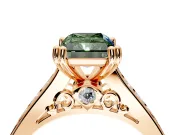 Solitaire Engagement Ring Setting for Fancy Green Radiant Cut Center with Channel Band and Double Claw Prong Head in Rose Gold