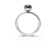 Solitaire Engagement Ring Setting for Fancy Green Radiant Cut Center with Shared-Prong Accents and Prong Head in Platinum