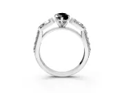 Channel-Set Engagement Ring Setting for Fancy Black Marquise Center with Baguette Band and Prong Head in Platinum