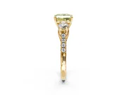 3 Stone Engagement Ring Setting for Fancy Yellow Princess Cut Center with Crossover Basket, Pave Band and Prong Head in Yellow Gold