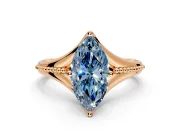 Solitaire Engagement Ring Setting for Fancy Blue Marquise Center with Milgrain Cathedral Band and Prong Head in Rose Gold