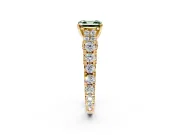 Solitaire Engagement Ring Setting for Fancy Green Asscher Cut Center with Pave Cathedral Shoulders and Prong Head in Yellow Gold