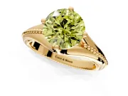 Solitaire Engagement Ring Setting for Fancy Yellow Round Cut Center with Milgrain Cathedral Band and Prong Head in Yellow Gold