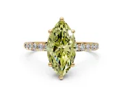 Solitaire Engagement Ring Setting for Fancy Yellow Marquise Center with Pave Accents and Prong Head in Yellow Gold