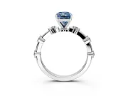 Solitaire Engagement Ring Setting for Fancy Blue Radiant Cut Center with Bezel Station Band and Prong Head in Platinum