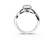 Solitaire Engagement Ring Setting for Asscher Cut Center with Plain Bypass Twist Band and Prong Head in Sterling Silver