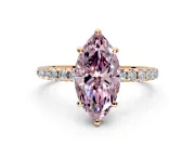 Solitaire Engagement Ring Setting for Fancy Pink Marquise Center with Micro Pave Band and Prong Head in Rose Gold