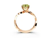 Solitaire Engagement Ring Setting for Fancy Yellow Round Cut Center with Pave and Plain Crossover Band and Prong Head in Rose Gold