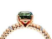 Rope Engagement Ring Setting for Fancy Green Emerald Cut Center with Accent Shoulders and Prong Head in Rose Gold