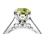Solitaire Engagement Ring Setting for Fancy Yellow Round Cut Center with Channel Band and Double Claw Prong Head in Platinum