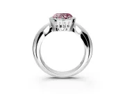 Halo Engagement Ring Setting for Fancy Pink Heart-Shaped Center with Tapered Plain Band and Prong Head in White Gold