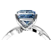 Solitaire Engagement Ring Setting for Fancy Blue Princess Cut Center with Pave and Plain Crossover Band and Prong Head in White Gold