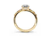 Cluster Engagement Ring Setting for Radiant Cut Center with Round Cut Accent Band and Prong Head in Yellow Gold