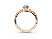 Cluster Engagement Ring Setting for Fancy Blue Marquise Center with Round Cut Accent Band and Prong Head in Rose Gold