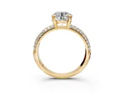 Solitaire Engagement Ring Setting for Round Cut Center with Multi-Row Pave Accents and Basket Head in Yellow Gold