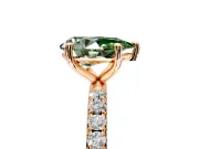 Solitaire Engagement Ring Setting for Fancy Green Pear-Shaped Center with Micro Pave Band and Prong Head in Rose Gold