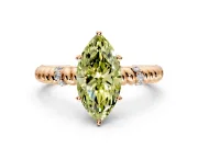 Rope Engagement Ring Setting for Fancy Yellow Marquise Center with Accent Shoulders and Prong Head in Rose Gold